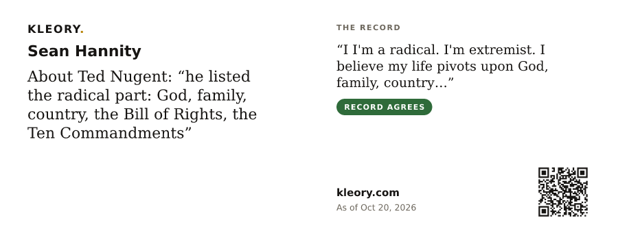Mug with the Sean Hannity card, quote side