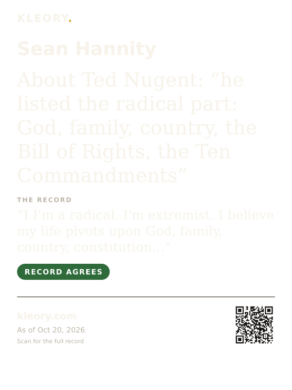Black tee with the Sean Hannity card on the front