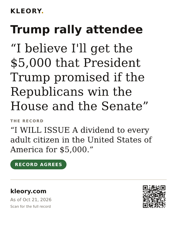Tee with the Trump rally attendee card on the front