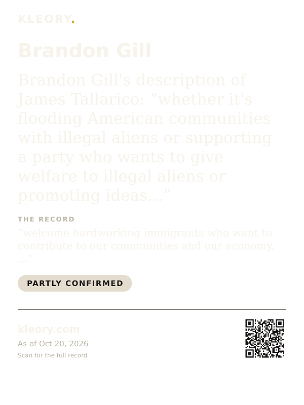 Black tee with the Brandon Gill card on the front