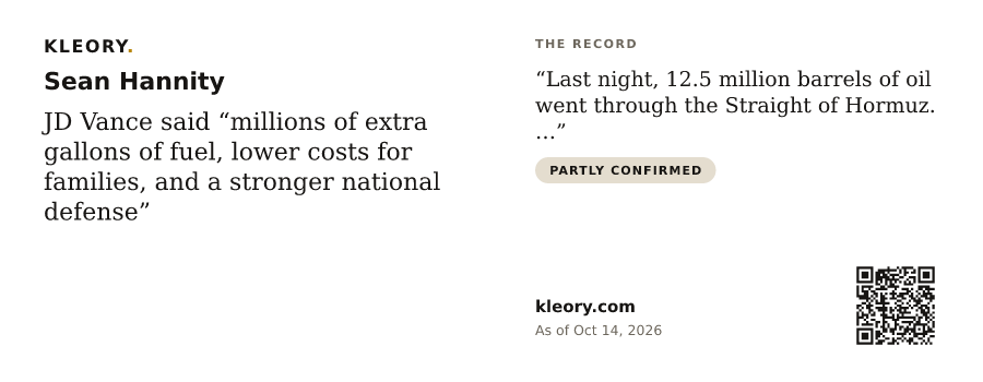 Mug with the Sean Hannity card, quote side