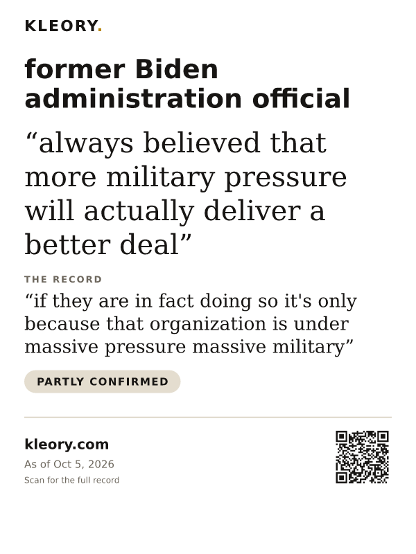 Tee with the former Biden administration official card on the front