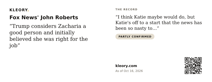 Mug with the Fox News' John Roberts card, quote side