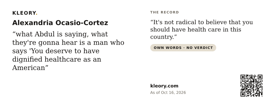 Mug with the Alexandria Ocasio-Cortez card, quote side
