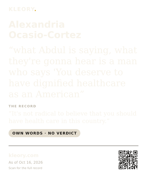 Black tee with the Alexandria Ocasio-Cortez card on the front