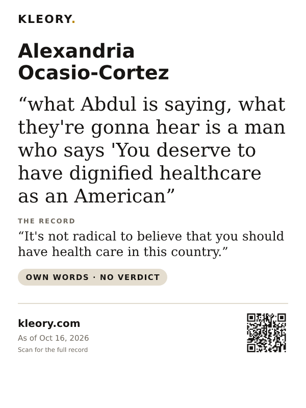 Tee with the Alexandria Ocasio-Cortez card on the front